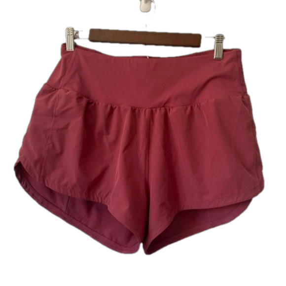 Women's Active Wide Elastic Waistband Mauve Running Shorts Built in Underwear L - Picture 1 of 8